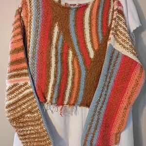 Free People Colorful Knit Sweater